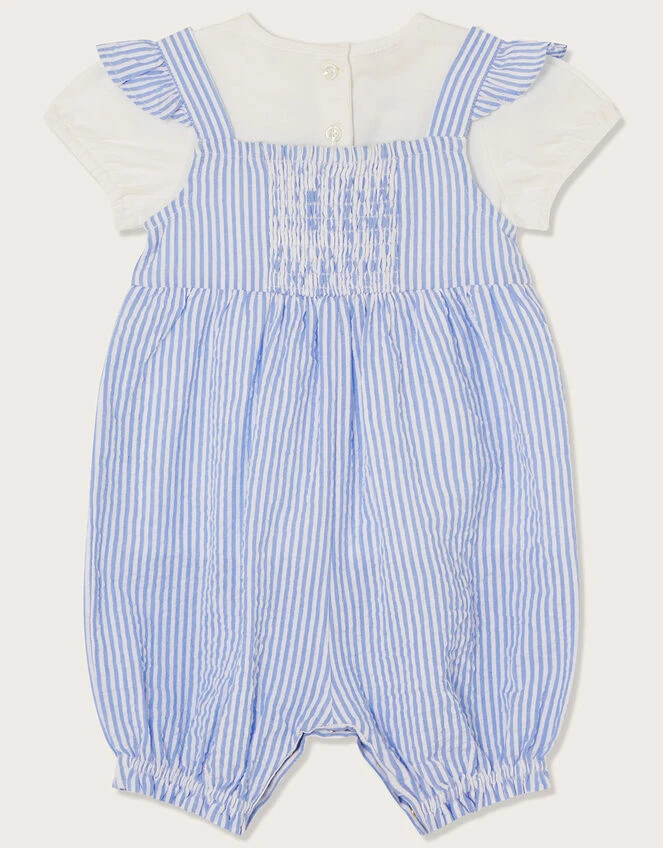 MONSOON Baby Bunny Seersucker Romper And T-Shirt Set Blue 2 MONSOON Baby Bunny Seersucker Romper And T-Shirt Set Blue - Image 2