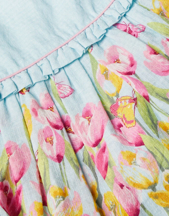 MONSOON Newborn Tulip Print Dress And Briefs Set Blue 3 MONSOON Newborn Tulip Print Dress And Briefs Set Blue - Image 3