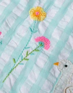 MONSOON Baby Gingham Floral Embroidered Dress Blue -MONSOON Sales Store 03 51216802 4