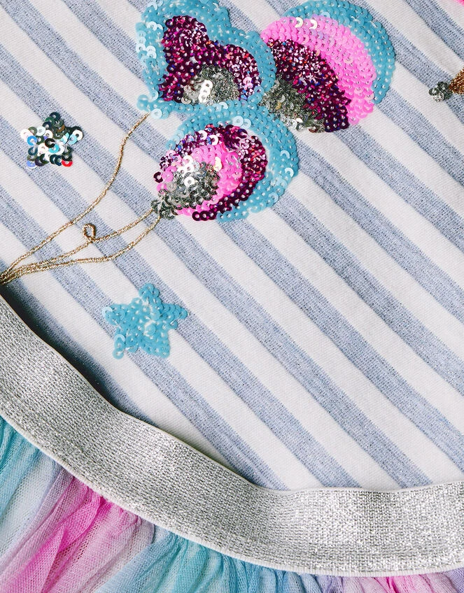 MONSOON Celebration Stripe T-Shirt And Skirt Set Blue 3 MONSOON Celebration Stripe T-Shirt And Skirt Set Blue - Image 3