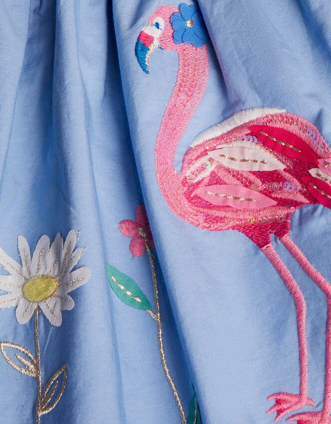 MONSOON Flamingo Border Skirt Blue 3 MONSOON Flamingo Border Skirt Blue - Image 3