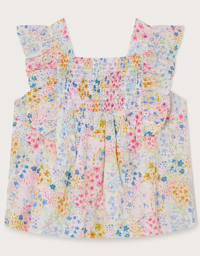 MONSOON Floral Print Broderie Blouse Multi 2 MONSOON Floral Print Broderie Blouse Multi - Image 2