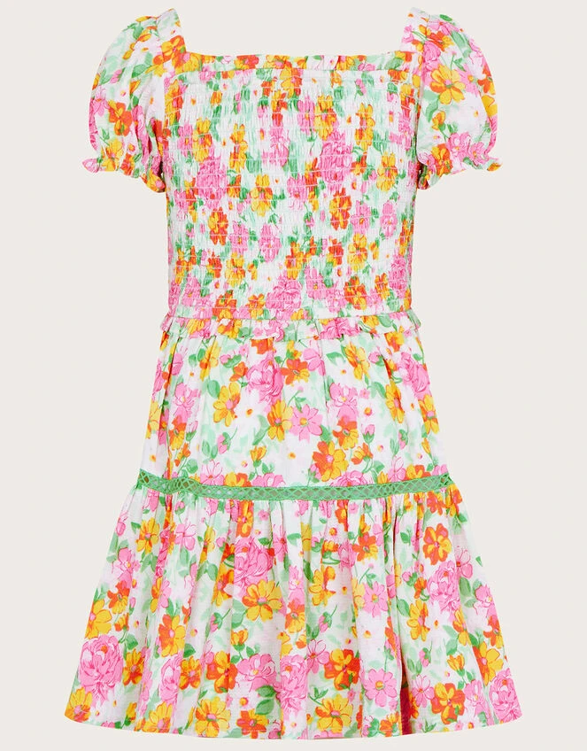 MONSOON Ditsy Shirred Dress Green 2 MONSOON Ditsy Shirred Dress Green - Image 2