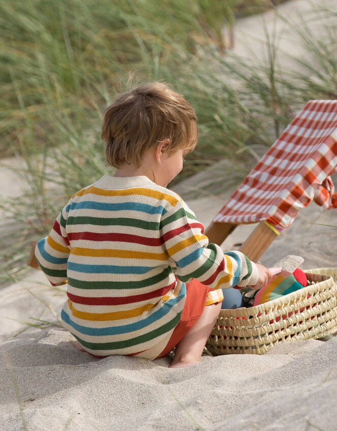Little Green Radicals Rainbow Stripe Snuggly Knit Jumper Multi 3 Little Green Radicals Rainbow Stripe Snuggly Knit Jumper Multi - Image 3