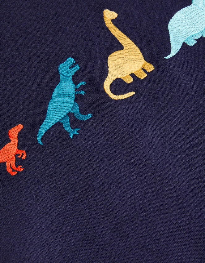 MONSOON Dinosaur Embroidered Oversized Sweat Top Blue 3 MONSOON Dinosaur Embroidered Oversized Sweat Top Blue - Image 3