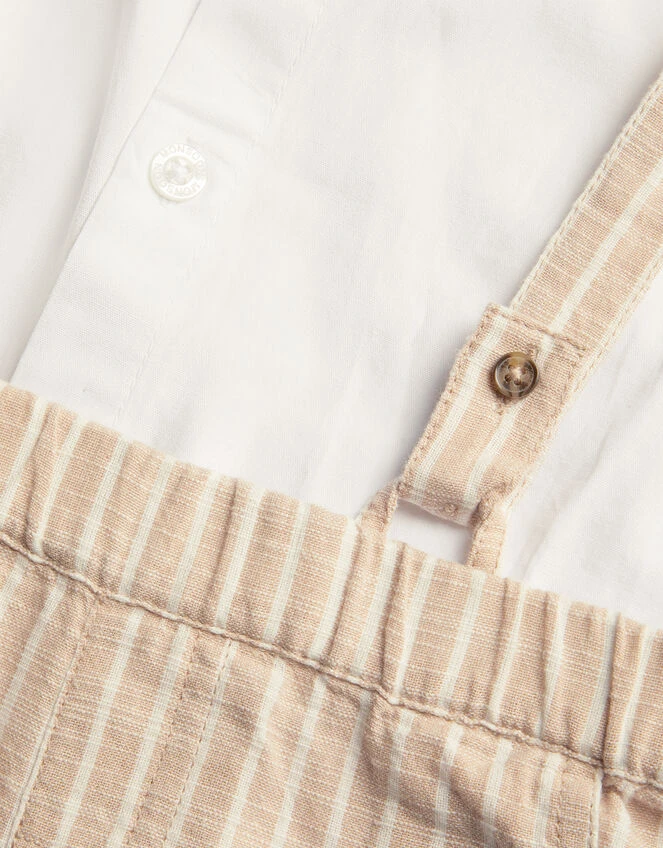 MONSOON Newborn Sammy Stripe Braces Short Set Natural 3 MONSOON Newborn Sammy Stripe Braces Short Set Natural - Image 3