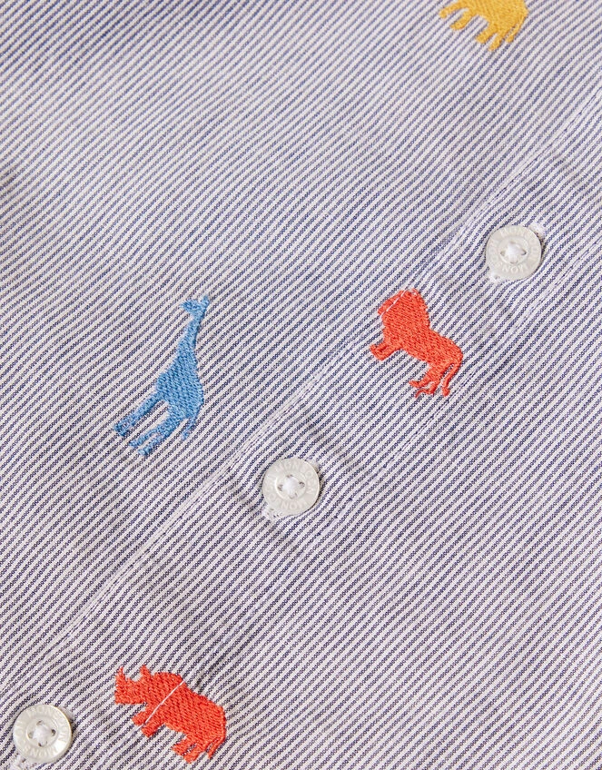 MONSOON Jungle Embroidered Stripe Shirt Blue 3 MONSOON Jungle Embroidered Stripe Shirt Blue - Image 3