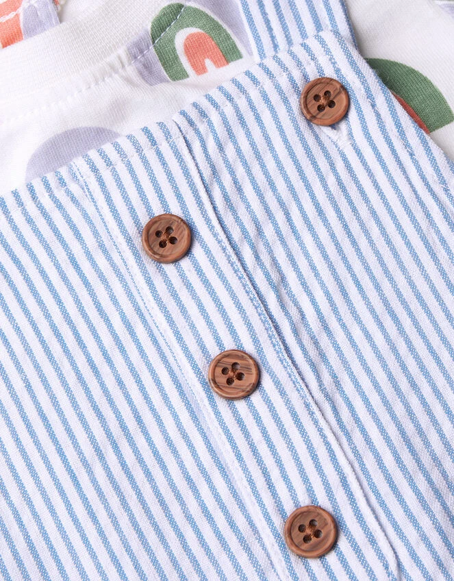 MONSOON Newborn Rainbow T-Shirt Stripe Dungarees Multi 3 MONSOON Newborn Rainbow T-Shirt Stripe Dungarees Multi - Image 3