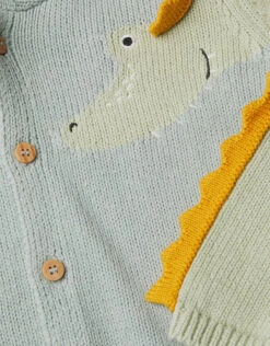 MONSOON Newborn Crocodile Hooded Cardigan Green -MONSOON Sales Store 03 51410707 4