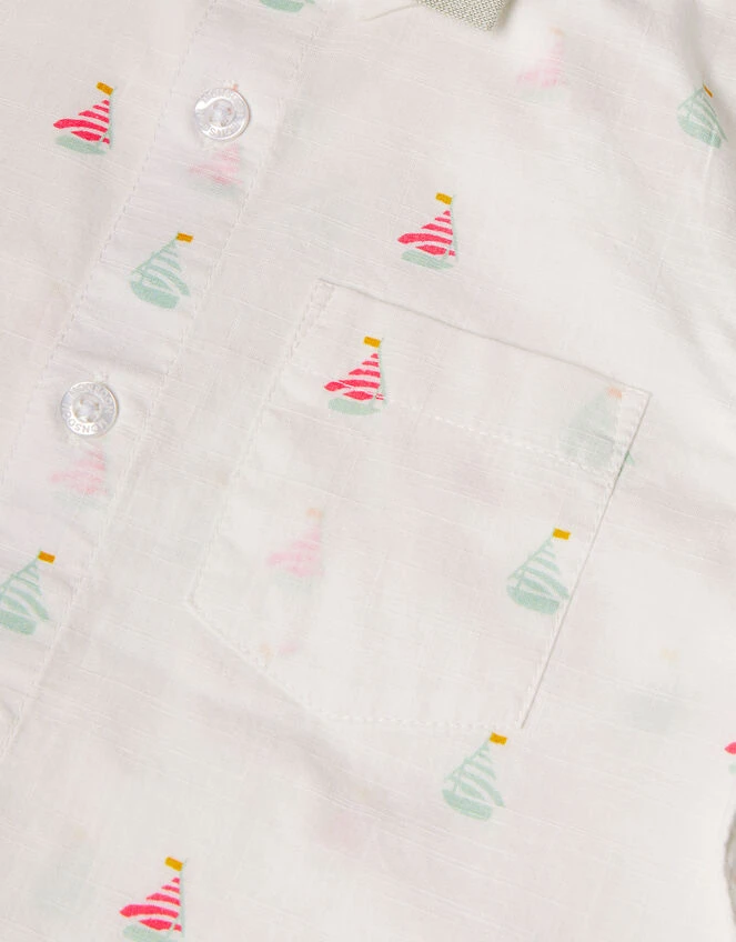 MONSOON Boat Print Shirt With Bow Tie Ivory 3 MONSOON Boat Print Shirt With Bow Tie Ivory - Image 3