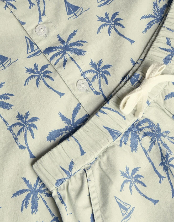 MONSOON Palm Print Poplin Shirt And Shorts Set Green 3 MONSOON Palm Print Poplin Shirt And Shorts Set Green - Image 3