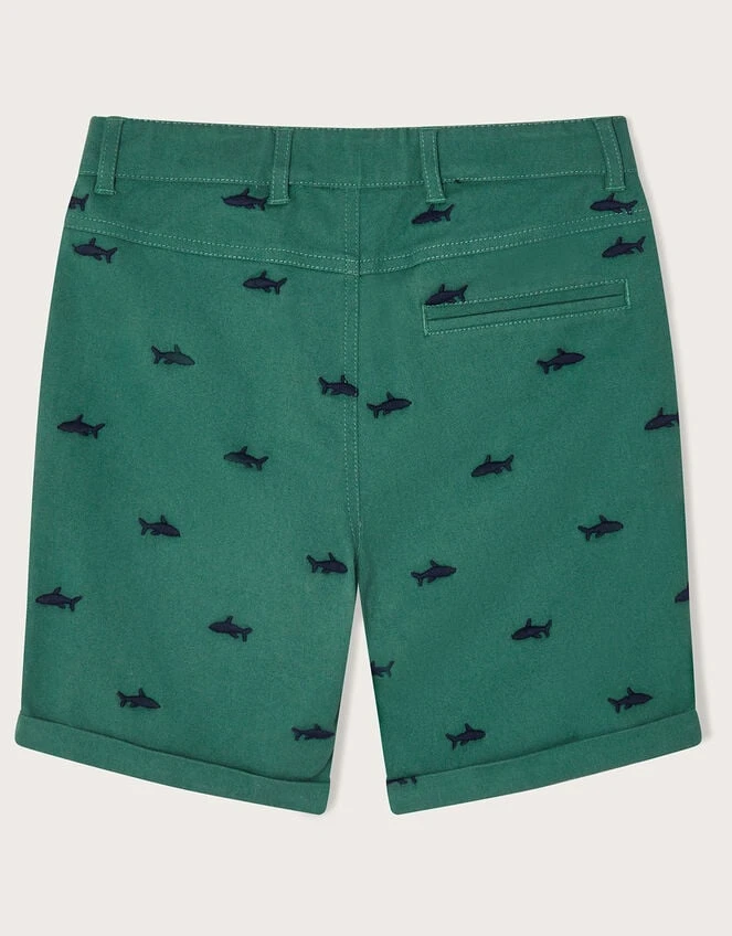 MONSOON Shark Embroidered Chino Shorts Green 2 MONSOON Shark Embroidered Chino Shorts Green - Image 2