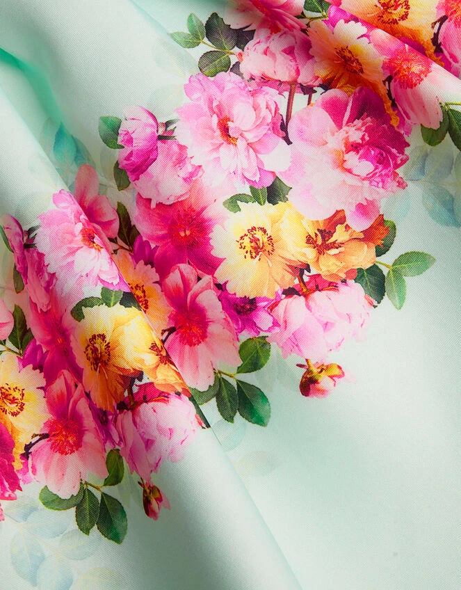 MONSOON Baby Floral Border Print Scuba Dress Green 3 MONSOON Baby Floral Border Print Scuba Dress Green - Image 3