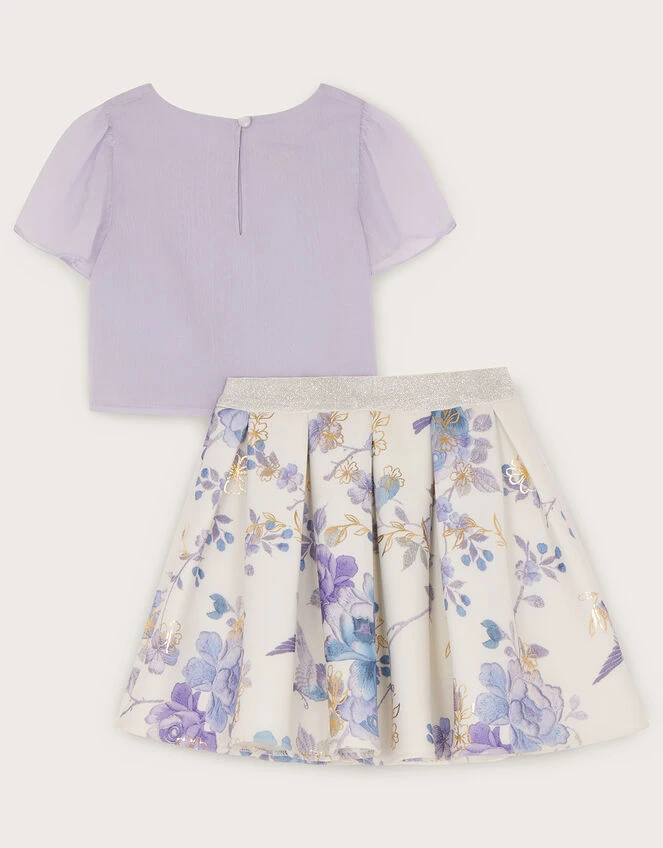 MONSOON Baby Kim Foil Print Scuba Skirt And Top Set Multi 3 MONSOON Baby Kim Foil Print Scuba Skirt And Top Set Multi - Image 3