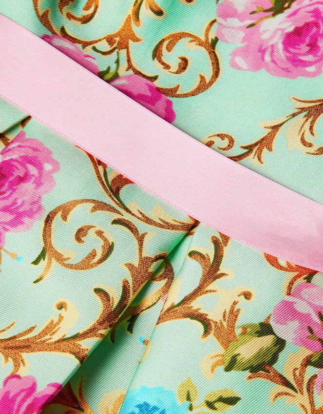 MONSOON Baby Baroque Rose Foil Print Dress Green 3 MONSOON Baby Baroque Rose Foil Print Dress Green - Image 3