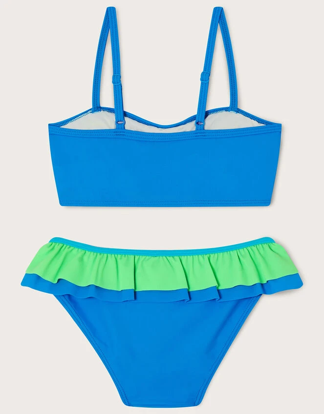 MONSOON Triple Frill Bikini Set With Recycled Polyester Blue 3 MONSOON Triple Frill Bikini Set With Recycled Polyester Blue - Image 3