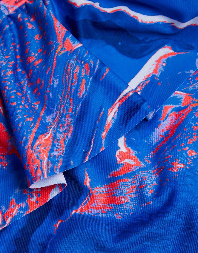 MONSOON Marble Print Frill Swimsuit Blue 3 MONSOON Marble Print Frill Swimsuit Blue - Image 3