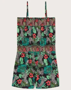 MONSOON Palm Print Shirred Playsuit In Recycled Polyester Multi -MONSOON Sales Store 03 51620229 3