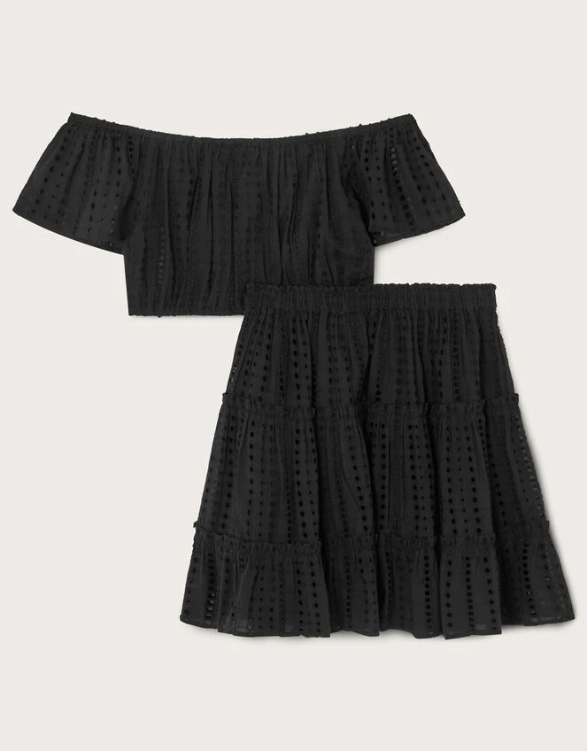 MONSOON Broderie Top And Skirt Set Black 3 MONSOON Broderie Top And Skirt Set Black - Image 3