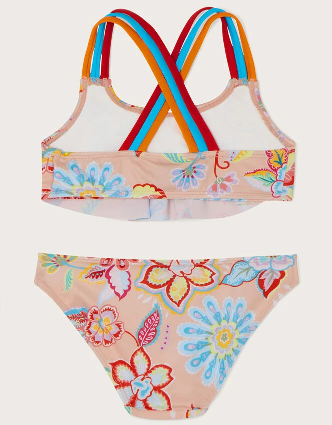 MONSOON Floral Print Frill Bikini Set Orange 2 MONSOON Floral Print Frill Bikini Set Orange - Image 2