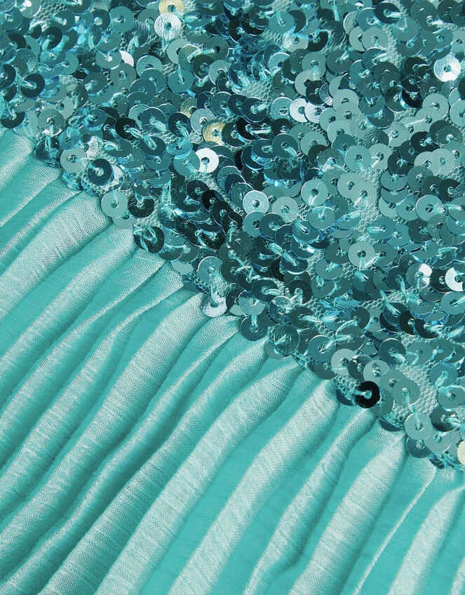 MONSOON Angel Pleat Sequin Dress Teal 3 MONSOON Angel Pleat Sequin Dress Teal - Image 3