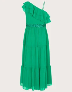 MONSOON Ruby Ruffle One-Shoulder Prom Dress Green -MONSOON Sales Store 03 51824307 3