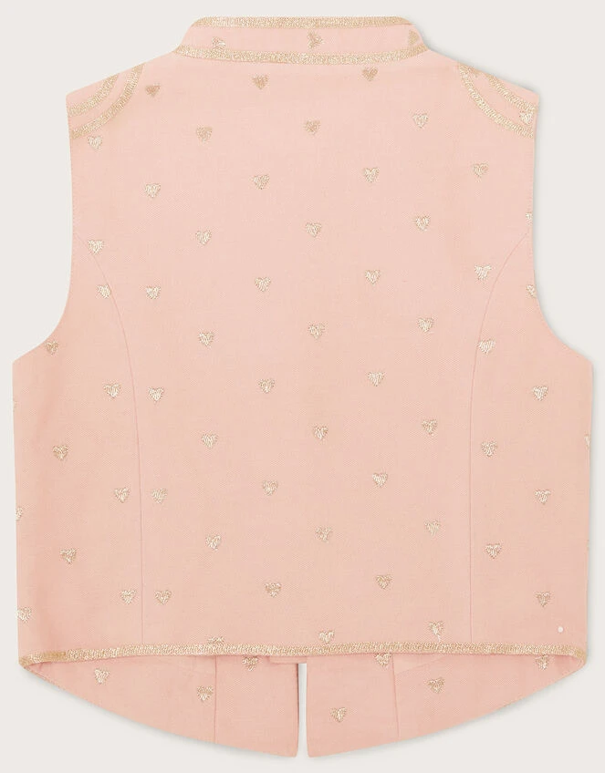 MONSOON Land Of Wonder Embroidered Heart Drummer Waistcoat Pink 2 MONSOON Land Of Wonder Embroidered Heart Drummer Waistcoat Pink - Image 2