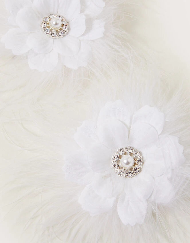 Fluffy Pearl Flower Clips Set Of Two 2 Fluffy Pearl Flower Clips Set Of Two - Image 2