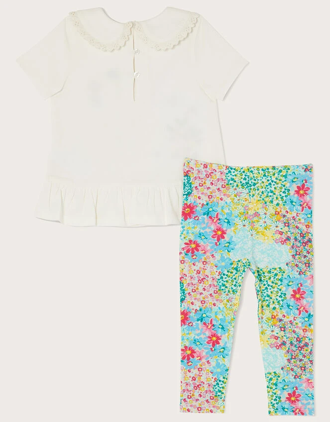 MONSOON Baby Bee Floral Top And Leggings Set Multi 2 MONSOON Baby Bee Floral Top And Leggings Set Multi - Image 2