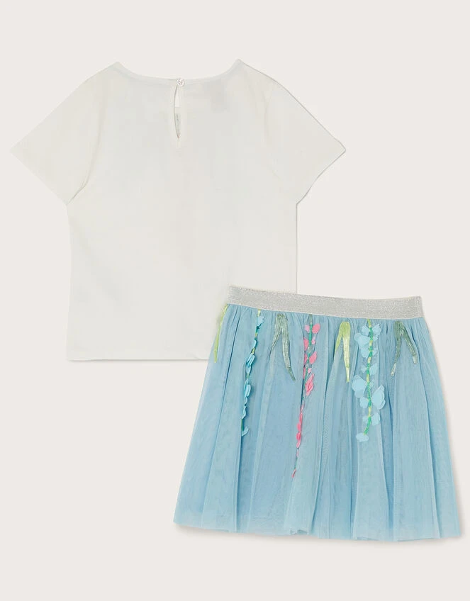 MONSOON Disco Floral Scatter Top And Skirt Set Blue 2 MONSOON Disco Floral Scatter Top And Skirt Set Blue - Image 2