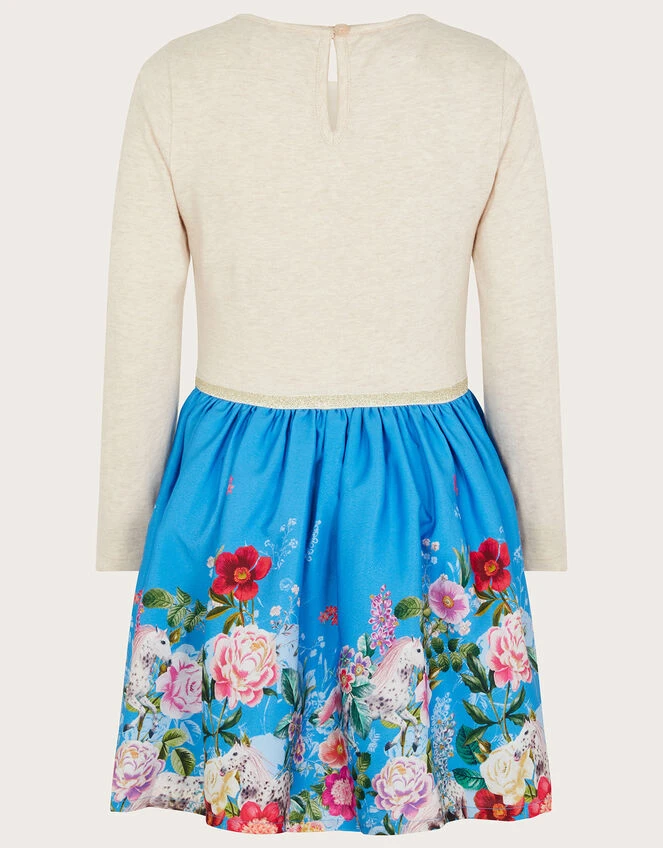 MONSOON Floral Horse 2-in-1 Dress Blue 2 MONSOON Floral Horse 2-in-1 Dress Blue - Image 2