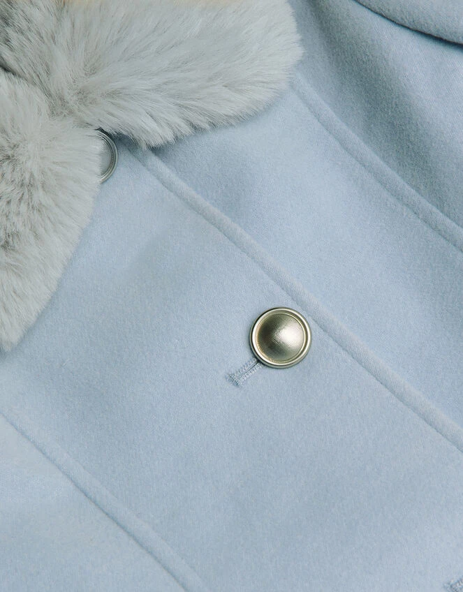 MONSOON Waist Waterfall Coat With Faux Fur Collar Blue 5 MONSOON Waist Waterfall Coat With Faux Fur Collar Blue - Image 5