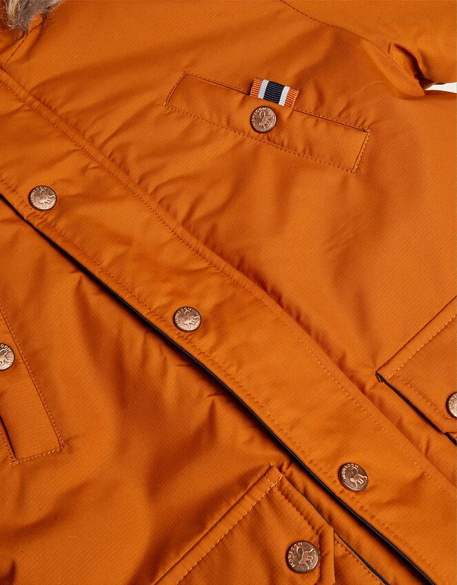 MONSOON Longline Pocket Parka Coat With Hood Red 3 MONSOON Longline Pocket Parka Coat With Hood Red - Image 3