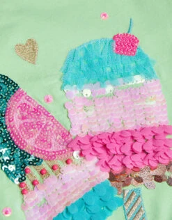 MONSOON Sequin Lolly Tie Front T-Shirt Green -MONSOON Sales Store 04 51328207 4