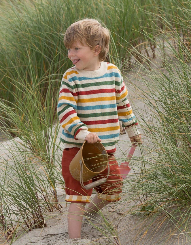 Little Green Radicals Rainbow Stripe Snuggly Knit Jumper Multi 4 Little Green Radicals Rainbow Stripe Snuggly Knit Jumper Multi - Image 4