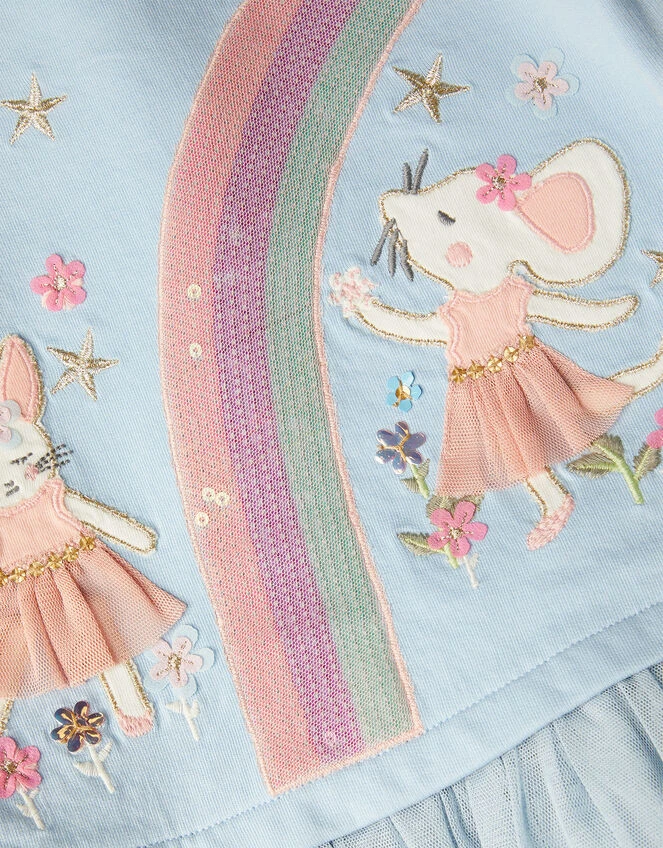 MONSOON Baby Mice Rainbow Sweater Dress Blue 3 MONSOON Baby Mice Rainbow Sweater Dress Blue - Image 3