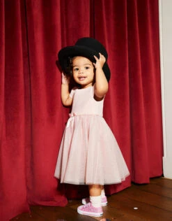 MONSOON Baby Freya Scuba Glitter Dress Pink