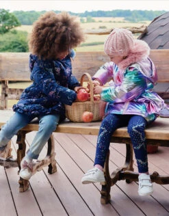 MONSOON Foil Unicorn Padded Coat With Faux Fur Collar Multi