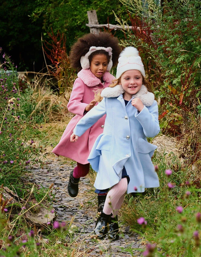 MONSOON Waist Waterfall Coat With Faux Fur Collar Blue 1 MONSOON Waist Waterfall Coat With Faux Fur Collar Blue