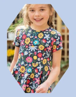 Frugi Spring Skater Dress Blue