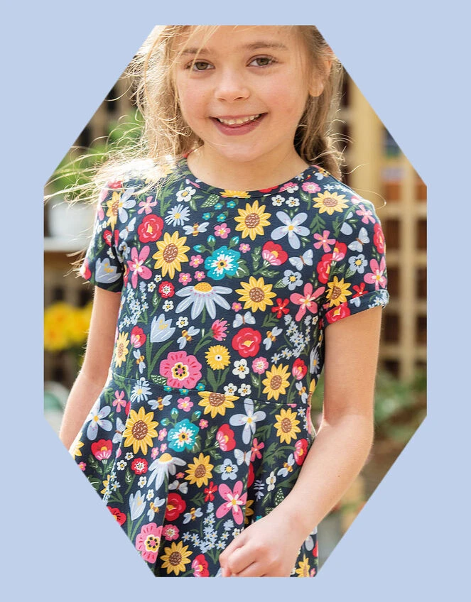 Frugi Spring Skater Dress Blue 1 Frugi Spring Skater Dress Blue