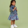 MONSOON Baby Floral Puff Sleeve Dress Blue
