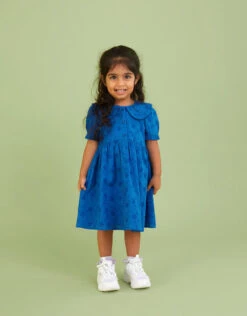 MONSOON Baby Broderie Dress Blue