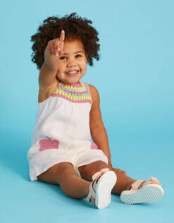 MONSOON Baby Butterfly Crochet Romper Ivory