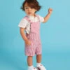 MONSOON Newborn Stripe Dungarees And Shirt Set Red