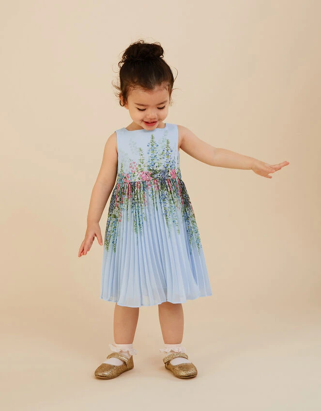MONSOON Baby Hyacinth Pleated Dress Blue 1 MONSOON Baby Hyacinth Pleated Dress Blue