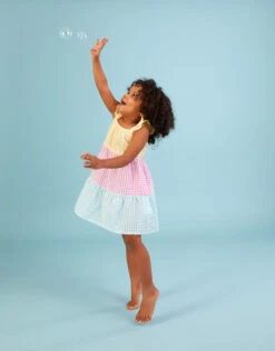 MONSOON Baby Gingham Colour Block Dress Multi