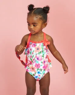 MONSOON Baby Botanical Printed Swimsuit Ivory