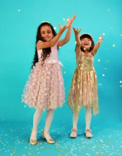 MONSOON Sequin Tulle Wrap Dress Pink