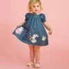 MONSOON Baby Foil Spot Character Chambray Dress Blue